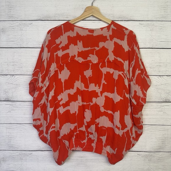 DVF Diane Von‎ Furstenberg Silk Orange Blouse Short Sleeve Top Size P/S Resort - Picture 5 of 9